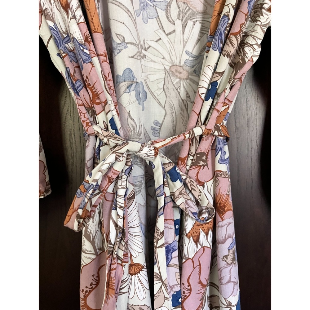 Day of Blossom 100% Rayon Belted Floral Kimono Robe 3/4 Sleeves Womens Size XL - Picture 2 of 7
